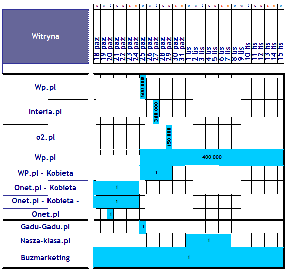 1.7.1. Dokładny harmonogram kampanii w dniach oraz