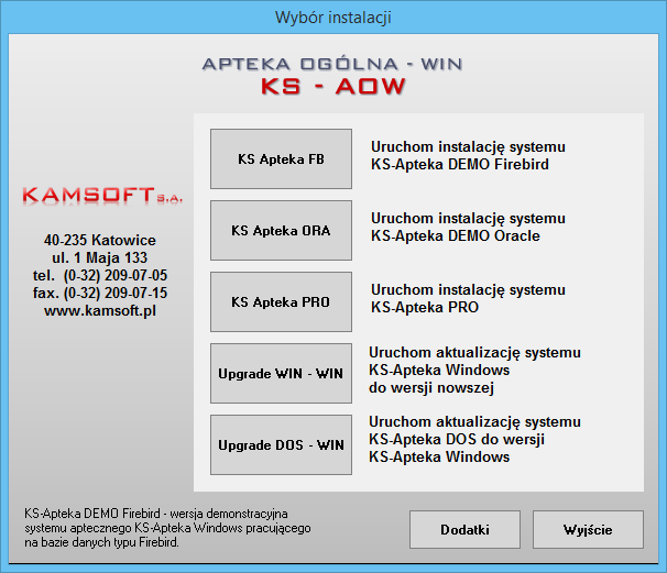 Instalacja systemu KS-APTEKA Przystępując do instalacji należy w pierwszej kolejności wydzielić komputer, który będzie pełnił rolę serwera i od niego rozpocząć instalację.