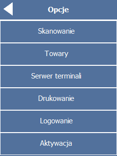 Strona32 OPCJE EKCE udostępnia użytkownikowi programu na terminali zmianę trybu pracy przez zmianę domyślnych ustawień. Służy do tego funkcja menu głównego Opcje.