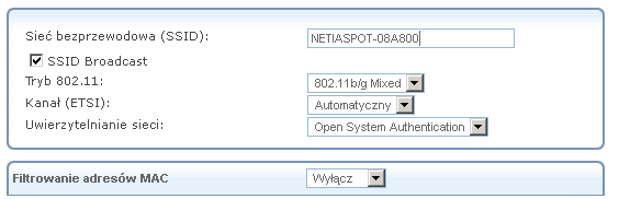 Rysunek 6.46 Właściwości wbudowanego punktu sieci bezprzewodowej 802.11n 2. Kliknij Włącz (ten przycisk jest wyświetlany tylko wtedy, gdy punkt bezprzewodowy jest dostępny w naszym urządzeniu).