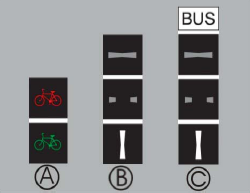 544.Sygnały te są przeznaczone dla: A. pieszych, B. rowerzystów, C. kierujących autobusami wykonującymi odpłatny przewóz osób na regularnych liniach. 545.Sygnały te są przeznaczone dla: A. rowerzystów, B.