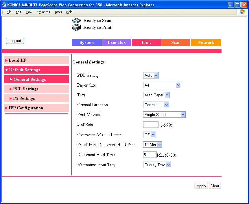 Ustawienia różne 11 Zakładka Print Default Settings General Settings Możliwe jest