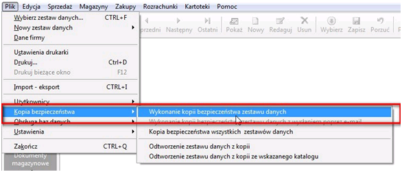 Funkcje wspólne dla programów systemu lider 19 2. Wykonanie kopii archiwalnej / kopii bezpieczenstwa.