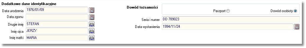 składa się z listy rekordów oraz panelu danych osobowych i zakładek tematycznych. Lista rekordów może być sortowana wg zawartości każdej kolumny tzn.