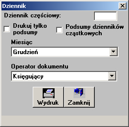 Dziennik 5.3 Wydruki W menu zlokalizowane są funkcje tworzące raporty na podstawie Dziennika dokumentów. 5.3.1 Dziennik obrotów Wybór pozycji Dziennik obrotów wyświetla jedną z formatek przedstawionych na rysunku poniżej.