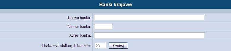 TABELE W tej opcji menu można przeglądać bazę banków wyszukać numery rachunków urzędów skarbowych zapoznać się z aktualnymi kursami walut w naszym banku zorientować się w koszcie sprzedaży lub kupna