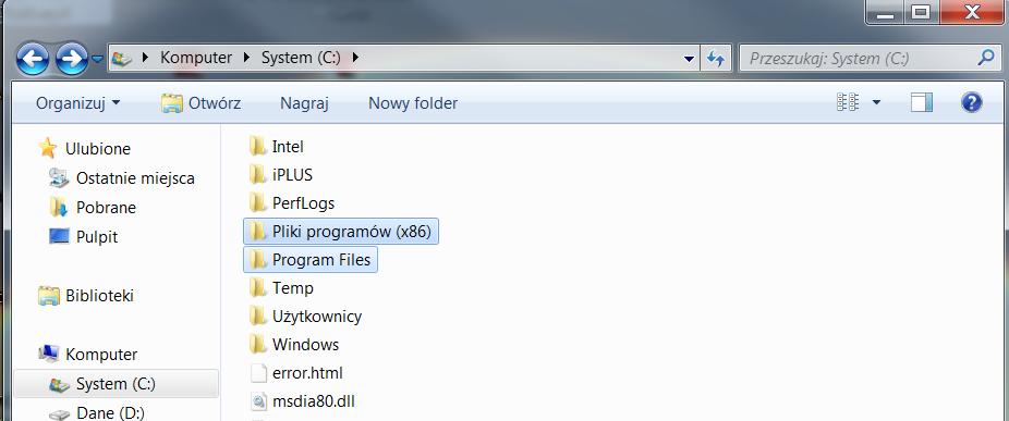 W przypadku systemów operacyjnych 64bitowych może to być katalog Pliki programów (x86) Następnie należy otworzyć katalog