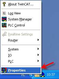 2. TwinCAT System - Properties Po zainstalowaniu TwinCAT-a przy zegarku pojawia nam się ikona TwinCAT System Service. Informuje nas ona o trybie pracy w jakim znajduje się aktualnie TwinCAT.