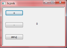 Kod: import wx class LeftPanel(wx.Panel): def init (self, parent, id): wx.panel. init (self, parent, id, style=wx.border_sunken) self.text = wx.statictext(self, -1, '0', (140, 60)) button1 = wx.