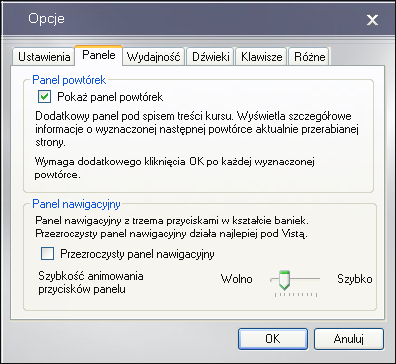 Opcje konfiguracyjne programu Program SuperMemo UX możesz skonfigurować w zależności od naszych potrzeb. Aby zmienić ustawienia, otwórz panel z opcjami, klikając.