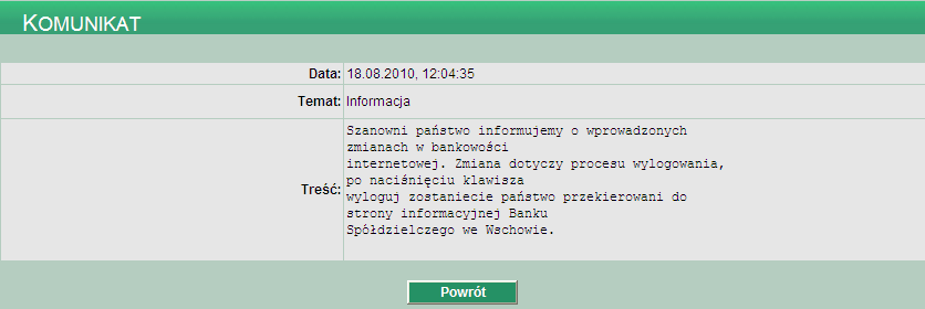 Dokumenty i pliki W opcji Dokumenty i pliki zamieszczane są przez bank różnego rodzaju dokumenty i pliki dla klienta, między innymi potwierdzenie przelewu zagranicznego. 14.