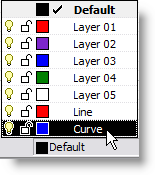 Aby wybrać warstwę jako aktualną: 1 Najedź na Pasek statusu i kliknij panel Warstwa. 2 W wyskakującym okienu Warstwa, kliknij Linia. 3 Narysuj kilka linii.