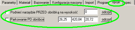 Na końcu każdej ścieżki wyjście zostaje wyłączone a głowica podniesiona na wysokość przelotową.