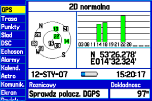 Rozpoczynamy> Odbiór Sygnału Satelitów Odbiór Sygnału Satelitów Po włączeniu GPSMAP 278, urządzenie automatycznie zaczyna wyszukiwać satelity.