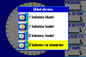 Ekrany Trybu Morskiego> Ekran Kompasu Menu Opcji Ekranu Kompasu Używaj menu opcji Ekranu Kompasu aby dostosować Ekran Kompasu. Definicje poszczególnych opcji pól danych zawarte są na stronie 120.