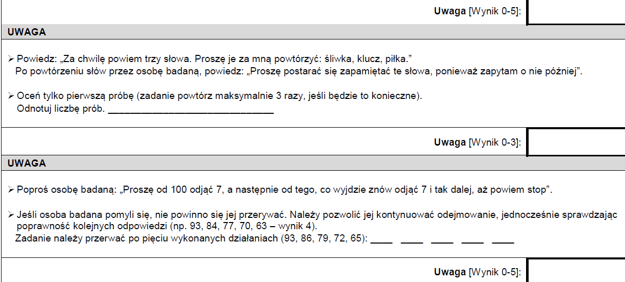 ACE-III a ACE-R ACE-III nie zawiera MMSE ocena funkcji językowych nazywanie (łyżka, książka) powtarzanie (przysłowia) ocena rozumienia zdań (np.