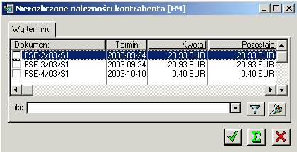 JeŜeli pole: Konto przeciwstawne, nie zostało wypełnione, program będzie oczekiwał na podanie konta podczas edycji zapisu. UŜytkownik moŝe skorzystać z listy pomocniczej, uruchamianej przyciskiem:.