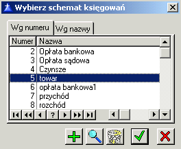 Rys. 9.51 Wybór schematu księgowań. Na danej Operacji kasowej/bankowej moŝna równieŝ określić, czy związane z nią zapisy kasowe/bankowe będą traktowane jako zaliczki pracownika.