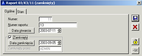 Rys. 9.52 Zamykanie Raportu kasowego. W otwartym oknie naleŝy zaznaczyć pole: Zamknięty.