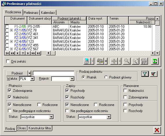 listy zwiększającej ergonomię rozliczeń, preliminarza płatności. W ramach preliminarza istnieje moŝliwość ustalenia przepływów gotówkowych na dany dzień oraz analizy tych przepływów.