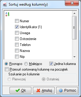 także brak ciągu. Znak! oznacza jedną dowolną literę. W polu Wartość możemy więc, dla skrócenia pisania, wprowadzić wartość Warsz*.