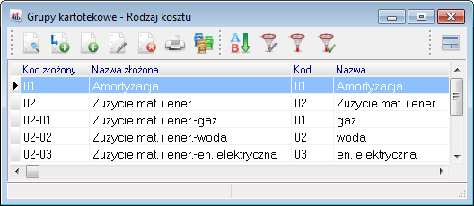 1.10.13 Rodzaje grup kartotekowych Opcja umożliwia stworzenie spisu rodzajów grup kartotekowych. Rodzaje grup mają za zadanie wprowadzać pewien porządek w zarządzaniu kartotekami.