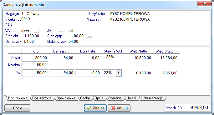 3.2 Korekty zakupu Korekty do wystawionych w module Handlowo-Magazynowym dokumentów zakupu, wystawiamy w opcji Zakupy Korekty zakupu.