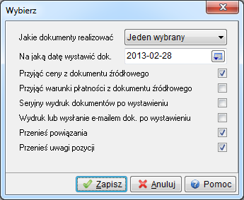 W oknie Wybór dokumentu określamy rodzaj dokumentu pro forma, jaki chcemy wystawić i zatwierdzamy klawiszem <Enter>. Na ekranie wyświetli się okno wyboru kontrahenta.