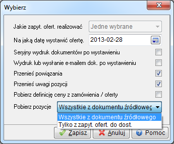 Możliwość realizacji zapytania ofertowego od odbiorców z poziomu okna edycyjnego ofert dla odbiorców. W tym celu należy najpierw przejść do opcji Oferty dla odbiorców (menu Sprzedaż).