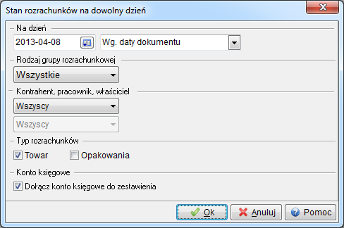 17.5. Zestawienie przekroczenia terminów płatności aktualnych dokumentów nierozliczonych Dzięki niemu można uzyskać informacje na temat terminów płatności aktualnych dokumentów nierozliczonych.