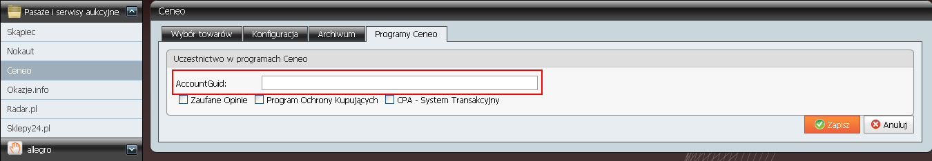 Podręcznik Użytkownika systemu Comarch OPT!MA Str. 25 4.3.2 Pasaże i Serwisy aukcyjne Obszar ten służy do zarządzania Pasażami handlowymi, oraz serwisami aukcyjnymi.