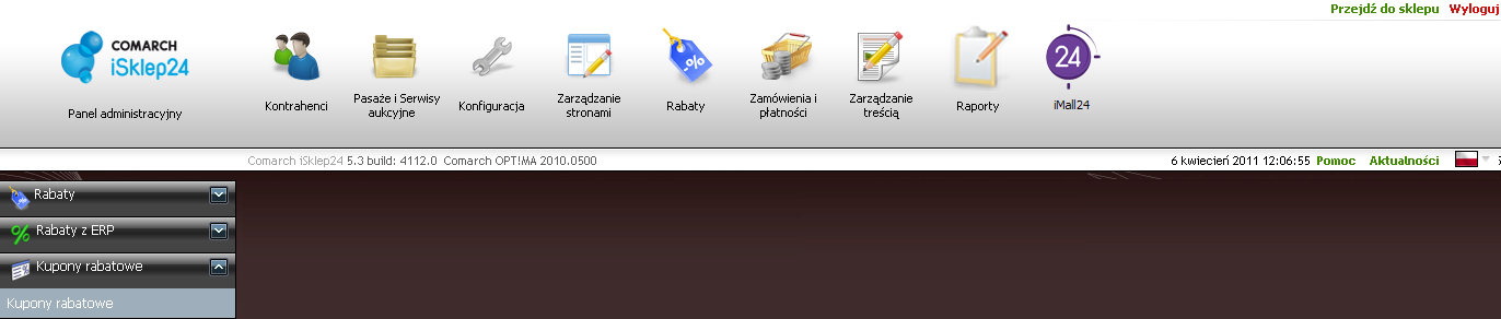 Str. 74 Moduł isklep24 v. 5.3 4.3.5 Rabaty Udzielanie rabatów jest dobrym narzędziem do zachęcenia Klientów do robienia zakupów w naszym sklepie.