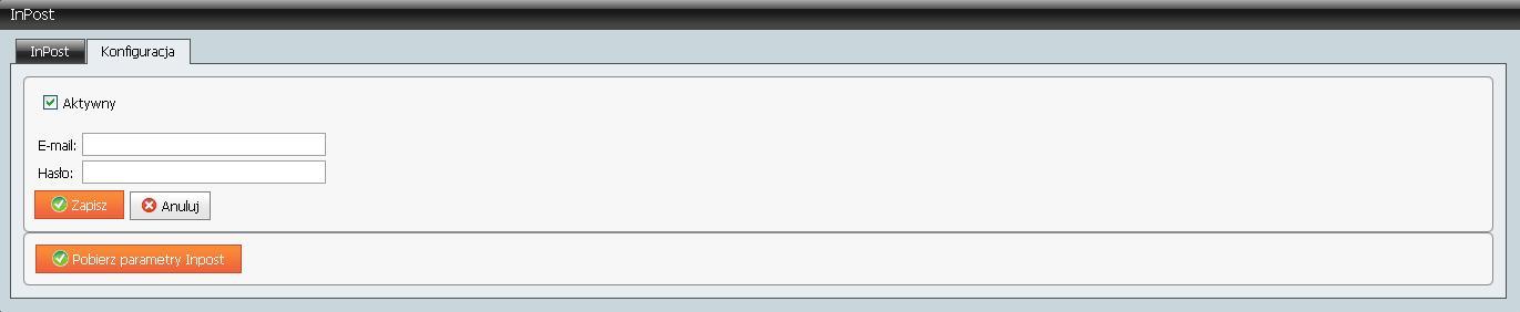 Str. 94 Moduł isklep24 v. 5.3 Rys. 117 Panel administracyjny, Zamówienia, InPost, Konfiguracja. Wprowadzone dane konfiguracyjne należy zapisać przyciskiem.