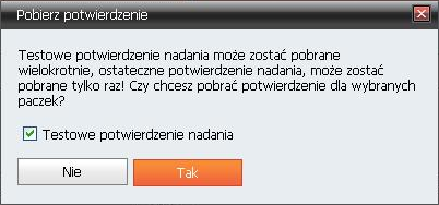 Podręcznik Użytkownika systemu Comarch OPT!MA Str. 97 Rys. 123 Panel administracyjny, Zamówienia, InPost, Pobierz potwierdzenie. W celu dokończenia pobierania naciskamy przycisk.