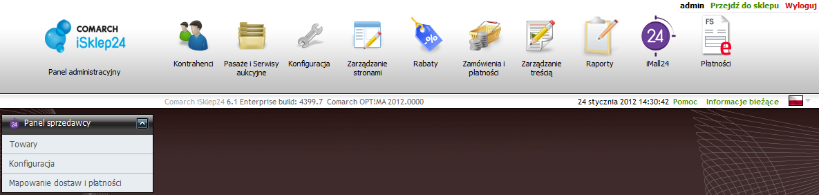 Str. 194 Moduł isklep24 v. 6.1 4.3.9 imall24 imall24 to wirtualna przestrzeń, gdzie każdy Klient znajdzie sprawdzone sklepy internetowe, w których może bezpiecznie dokonać zakupów online.