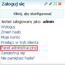 Podręcznik Użytkownika systemu Comarch OPT!MA Str. 23 Przejście w tryb klienta jest możliwy przy użyciu: Pluginu Login po kliknięciu w link Przełącz w tryb klienta : Rys.