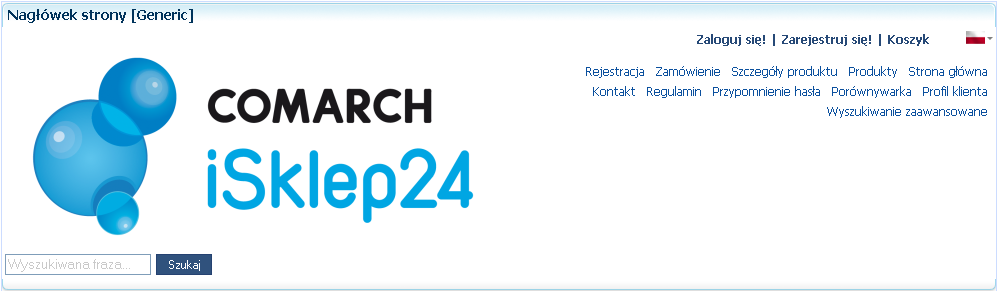 Str. 234 Moduł isklep24 v. 6.1 Rys. 337 Plugin Nagłówek strony, opcje konfiguracyjne. Administrator ma również możliwość ustalenia, w jakiej kolejności wybrane strony będą prezentowane.