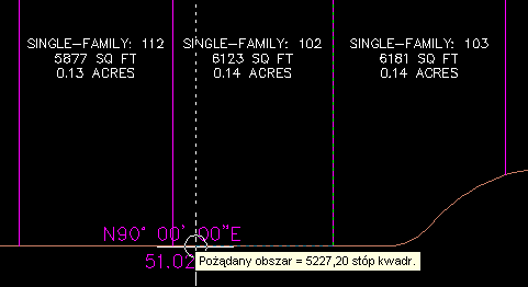 6 Zaznacz działkę, która ma zostać skorygowana, przesuwając kursor nad parcelą 102. Zostaną zaznaczone granice działki. Kliknij myszą w obrębie działki.