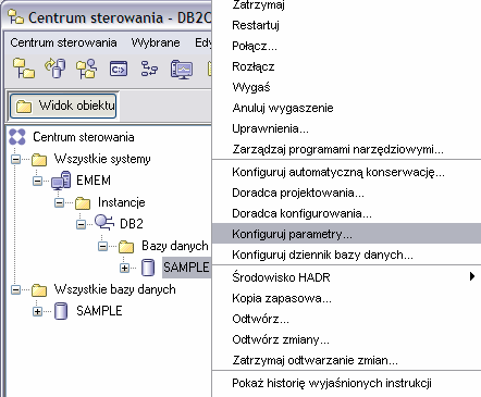 4.1.3 Plik konfiguracyjny bazy danych (db cfg) Rozdział 4 Środowisko DB2 54 Plik konfiguracyjny bazy danych zawiera parametry, które wpływają bezpośrednio na bazę danych.