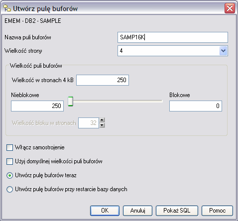 ekranie pojawi się okno dialogowe Utwórz pulę buforów,