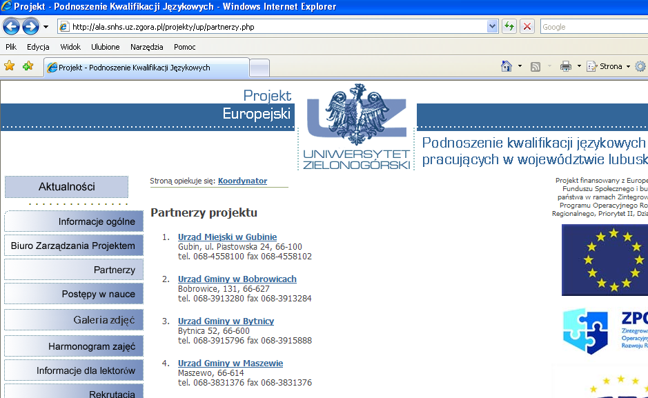 173 Lektorzy i uczestnicy poszczególnych grup posiadali dostęp do następujących informacji: 1. Informacje dydaktyczne: prezentacja punktowa i graficzna indywidualnych postępów w nauce (por. rys.