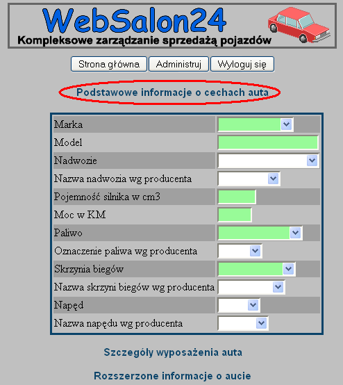 6.1. Podstawowe informacje o cechach auta Marka wybieramy markę pojazdu z listy. Pole obowiązkowe. Model wpisujemy model pojazdu zaczynając dużą literą, np. Mondeo. Nie piszemy rodzaju nadwozia!