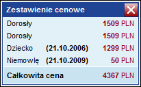 Specyfikacja korzystania z maski rezerwacyjnej została opisana na stronie 66. 6. Zestawienie cenowe wycena dla wszystkich zgłoszonych uczestników imprezy. 7.