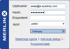 INSTRUKCJA OBSŁUGI SYSTEMU REZERWACYJNEGO MERLINX 1. LOGOWANIE DO SYSTEMU W celu zalogowania się do systemu rezerwacyjnego należy udać się na stronę www.merlinx.