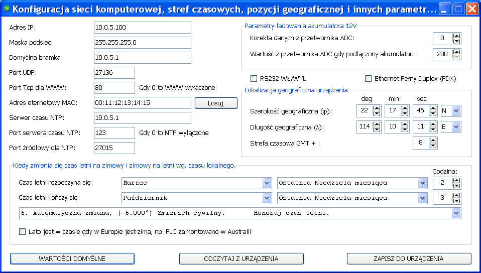 11. GŁÓWNA KONFIGURACJA Panel głównej konfiguracji służy do zmiany ustawień urządzenia poprzez sieć internet gdy mamy już normalne połączenie sieciowe z urządzeniem po pierwszym uruchomieniu i po