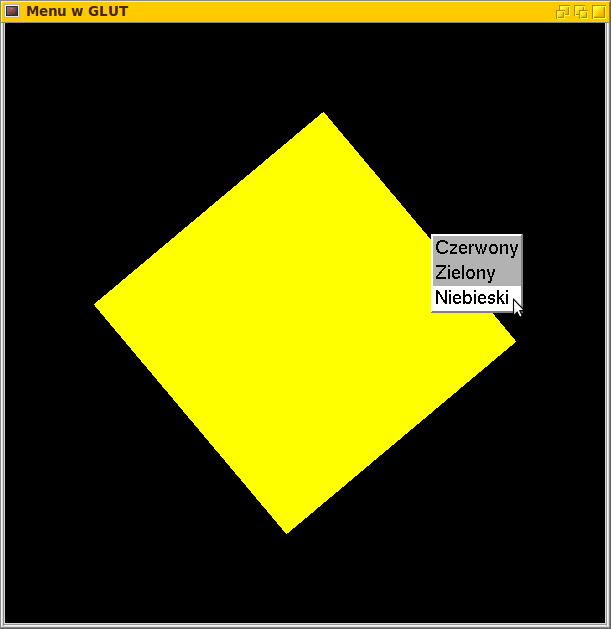 3.1. GLUT 33 Rysunek 3.4. Menu główne w GLUT Listing 3.16. Fragmnent zmodyfikowanej funkcji obsługi zdarzeń dla menu głównego case MENU_R: 44 i f ( r == 0. 0 ) { r = 1.