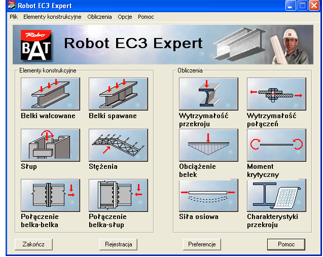 84 5. ROBOT EXPERT 5.1. KALKULATOR STALI Program Robot Ekspert daje projektantowi możliwość szybkiego obliczenia i wymiarowania pojedyńczych elementów konstrukcji.