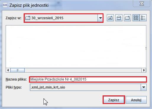 opcję Zapisz jako ; program sam zaproponuje katalog z datą danego spisu, w którym będzie przechowywany plik z danymi jednostki sprawozdawczej, oraz w polu Nazwa pliku