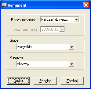 j 12. ZESTAWIENIA 12.1. REMANENT Remanent jest zestawieniem zawierającym spis wszystkich towarów znajdujących się w magazynie z rozbiciem na róŝne ceny zakupu danego towaru.