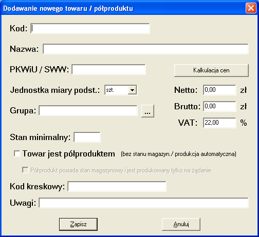 w dowolnym momencie wydrukować raport stanów minimalnych dla towarów, dla których ten stan został określony (patrz rozdział 12.4).